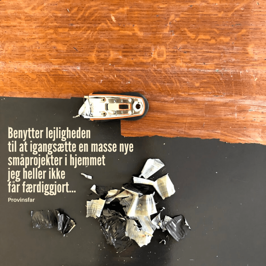 Benytter lejligheden
til at igangsætte en masse nye 
småprojekter i hjemmet
jeg heller ikke 
får færdiggjort...